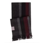 Men's Van Heusen Houndstooth Striped Raschel Scarf, Black