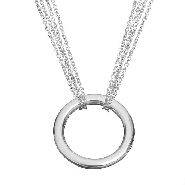 Sterling Silver Circle Link Multistrand Necklace, Women's, Size: 16