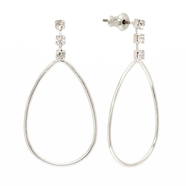 Lc Lauren Conrad Silver Tone Simulated Crystal Teardrop Earrings, Women's, Multicolor