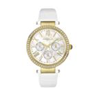 Caravelle New York By Bulova Women's Crystal Leather Watch, White