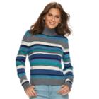 Petite Chaps Striped Mockneck Sweater, Women's, Size: Xl Petite, Blue