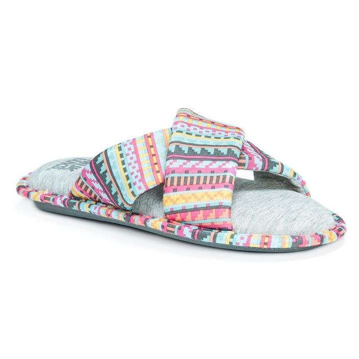 Muk Luks Women's Magda Crossover Memory Foam Slippers, Size: Large, Pink