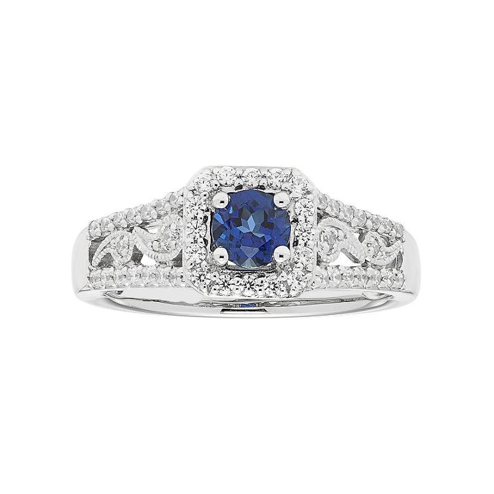 Boston Bay Diamonds 14k White Gold Sapphire & 1/3 Carat T.w. Diamond Paisley Engagement Ring, Women's, Size: 5, Blue