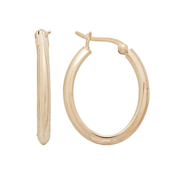 24k Gold-over-silver Oval Hoop Earrings, Women's, Yellow