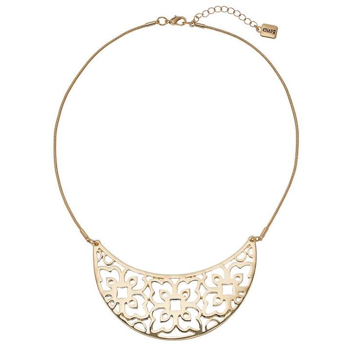 Chaps Filigree Crescent Necklace, Women's, Gold