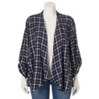 Juniors' Plus Size Heartsoul Plaid Cardigan & Tank Top Set, Girl's, Size: 3xl, Blue (navy)