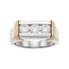 Men's Two Tone Sterling Silver Cubic Zirconia 3-stone Ring, Size: 10, White