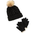 Girls 4-14 Carter's Pom Shimmer Hat & Gloves Set, Size: 4-8, Black
