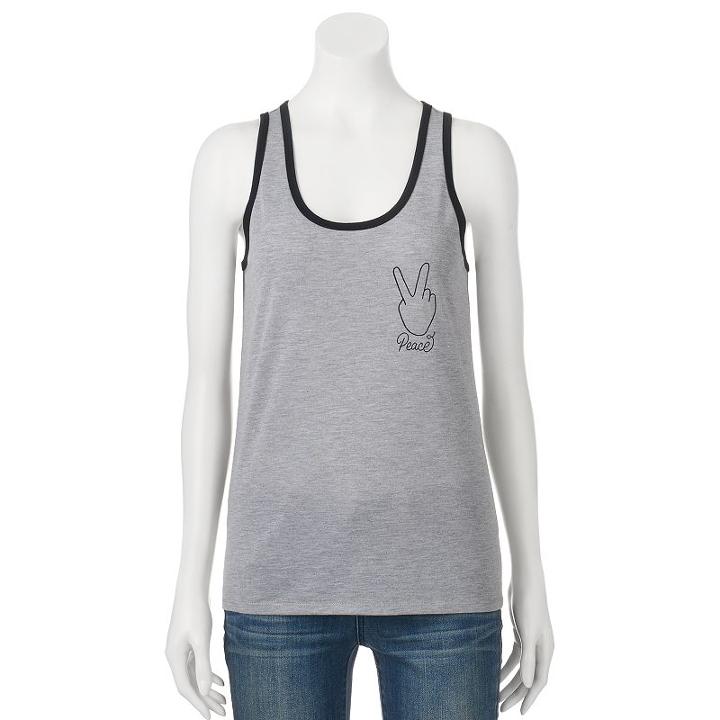 Juniors' The Print Shop Peace Graphic Tank, Girl's, Size: Xl, Oxford