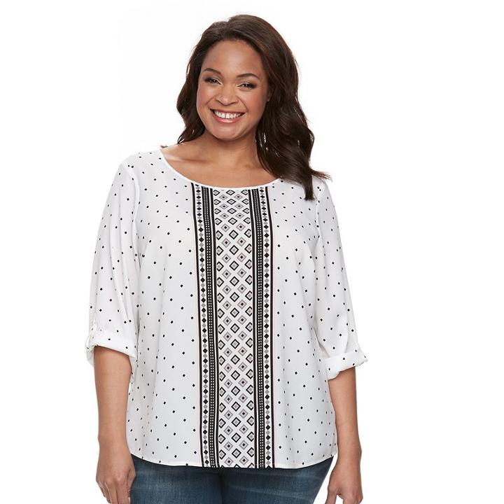 Plus Size Croft & Barrow&reg; Crepe Print Top, Women's, Size: 2xl, Grey