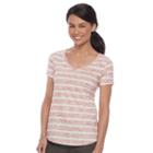 Petite Sonoma Goods For Life&trade; Essential Print V-neck Tee, Women's, Size: M Petite, Dark Red