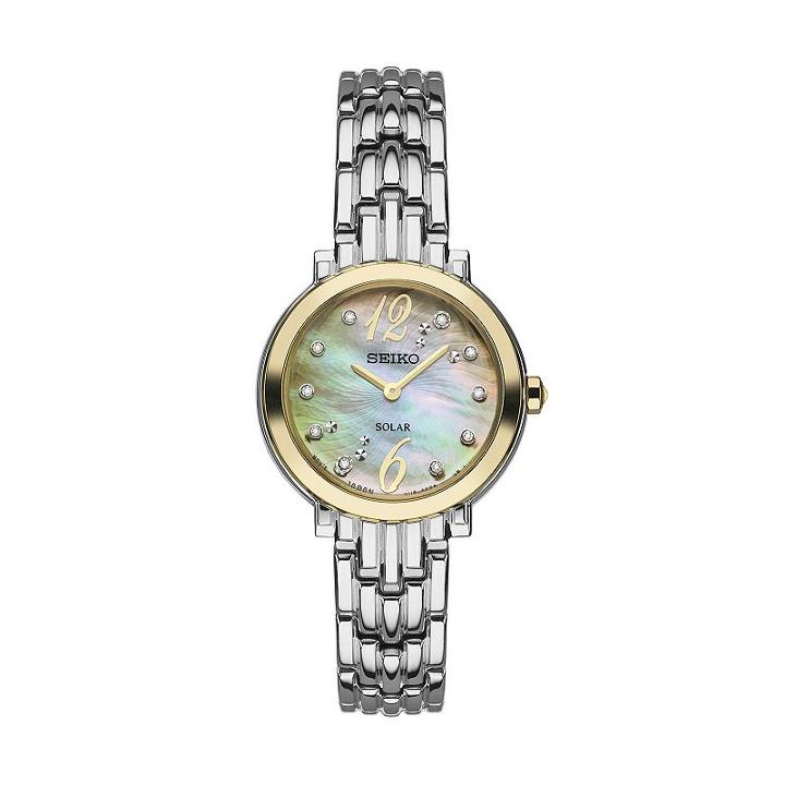 Seiko Women's Tressia Diamond Two Tone Stainless Steel Solar Watch - Sup354, Grey