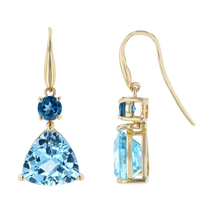 14k Gold Swiss & London Blue Topaz Drop Earrings, Women's