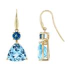 14k Gold Swiss & London Blue Topaz Drop Earrings, Women's