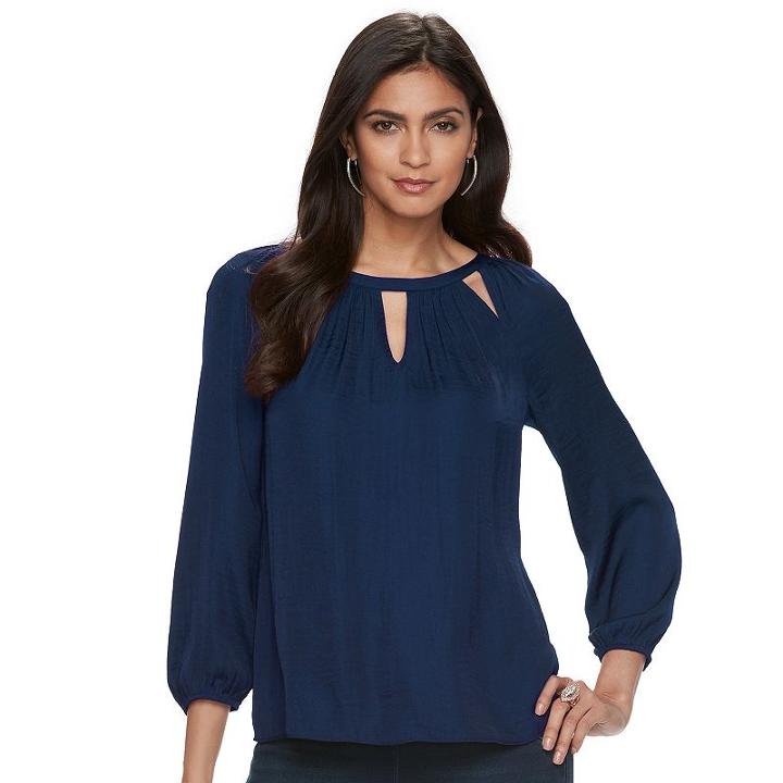 Women's Jennifer Lopez Cutout Peasant Top, Size: Medium, Blue