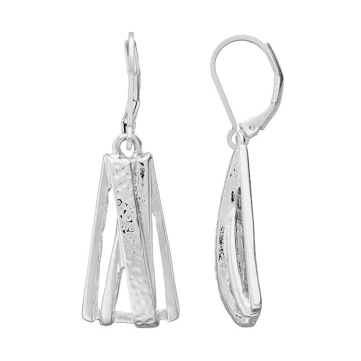 Dana Buchman Hammered Crisscross Drop Earrings, Women's, Silver