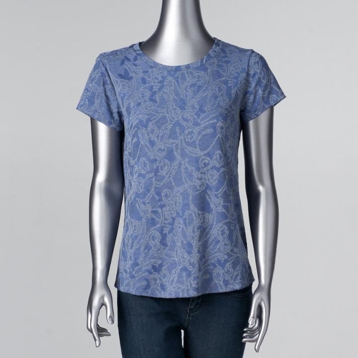 Women's Simply Vera Vera Wang Essential Floral Tee, Size: Xs, Med Blue
