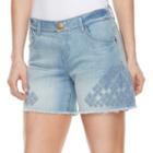 Women's Recreation Embroidered Stretch Denim Shorts, Size: 8, Blue Other