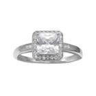 Primrose Cubic Zirconia Sterling Silver Square Halo Ring, Women's, Size: 7, Grey