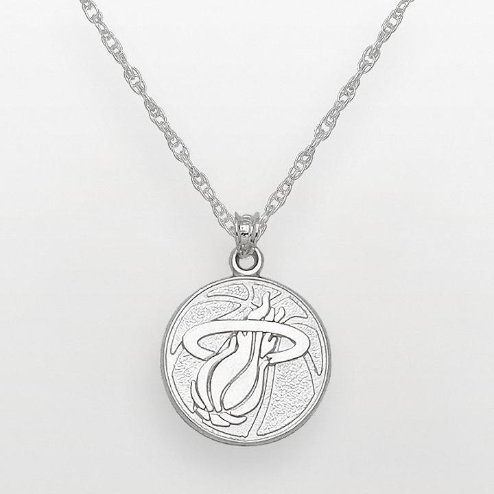 Miami Heat Sterling Silver Logo Pendant, Women's, Size: 18, Grey