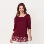 Women's Lc Lauren Conrad Mock-layer Pleated Tunic, Size: Small, Drk Purple