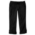 Girls Plus Size So&reg; Ribbed Waist Utility Pant Roll-tab Capris, Size: 18 1/2, Black