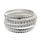 Silver Tone Bangle Bracelet Set, Women's, White