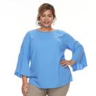 Plus Size Apt. 9&reg; Bell-sleeve Blouse, Women's, Size: 0x, Med Blue