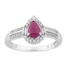 10k White Gold Ruby & 1/4 Carat T.w. Diamond Teardrop Ring, Women's, Size: 7, Red