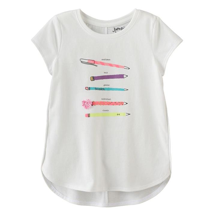 Girls 4-10 Jumping Beans&reg; Foiled Graphic Short Sleeve High-low Hem Tee, Size: 10, White Oth