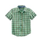 Boys 4-8 Carter's Woven Plaid Button-down Shirt, Size: 4/5, Green (mint)