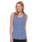 Women's Croft & Barrow&reg; Medallion Shirred Tank, Size: Xl, Blue (navy)