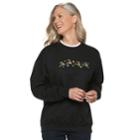 Women's Holiday Crewneck Graphic Sweatshirt, Size: Small, Black