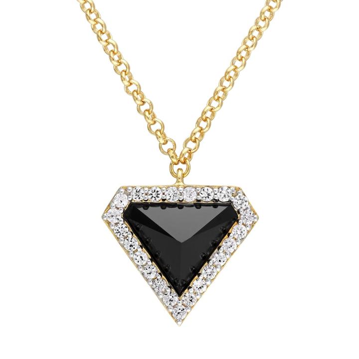 Stella Grace V19.69 Italia 18k Gold Over Silver Black Agate Triangle Pendant, Women's, Size: 16