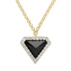 Stella Grace V19.69 Italia 18k Gold Over Silver Black Agate Triangle Pendant, Women's, Size: 16