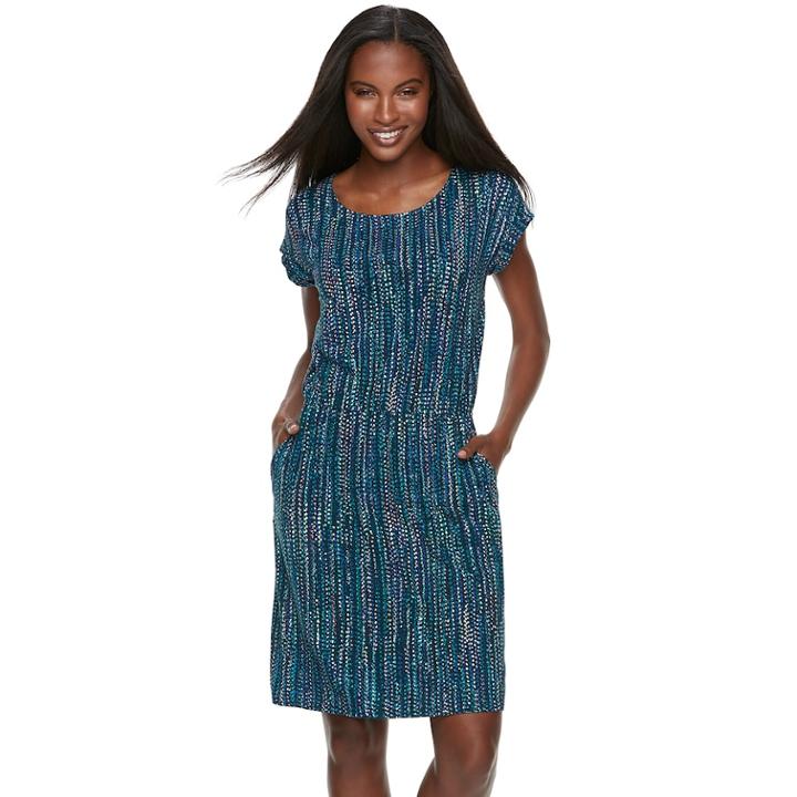 Women's Apt. 9® Cinched T-shirt Dress, Size: Large, Dark Green