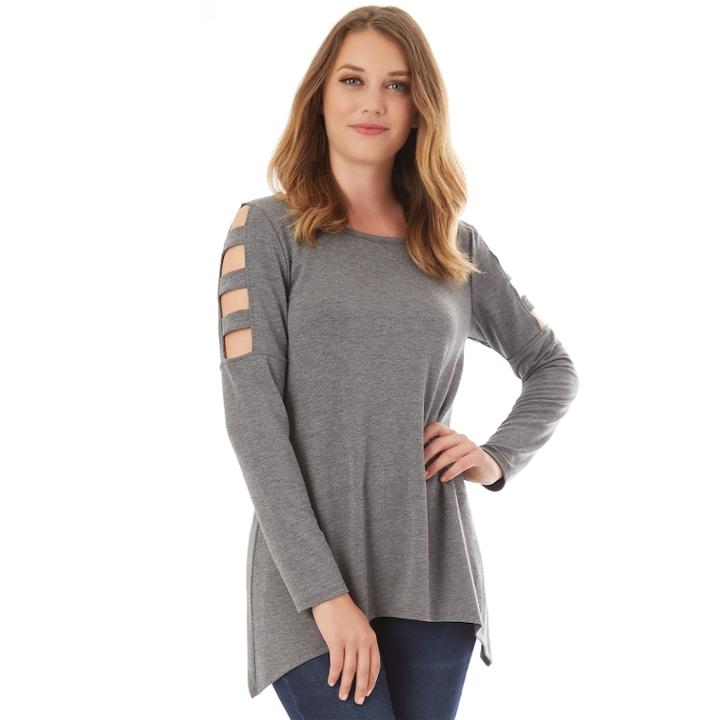 Women's Apt. 9&reg; Cage Sleeve Tee, Size: Xxl, Dark Grey