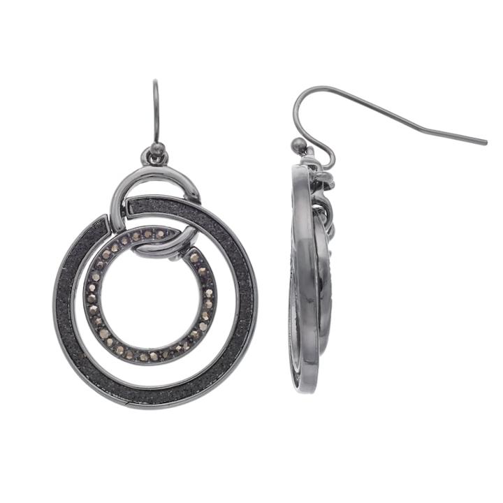 Glittery Concentric Circle Nickel Free Drop Earrings, Women's, Oxford