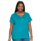 Plus Size Croft & Barrow Solid Henley Tee, Women's, Size: 2xl, Dark Blue