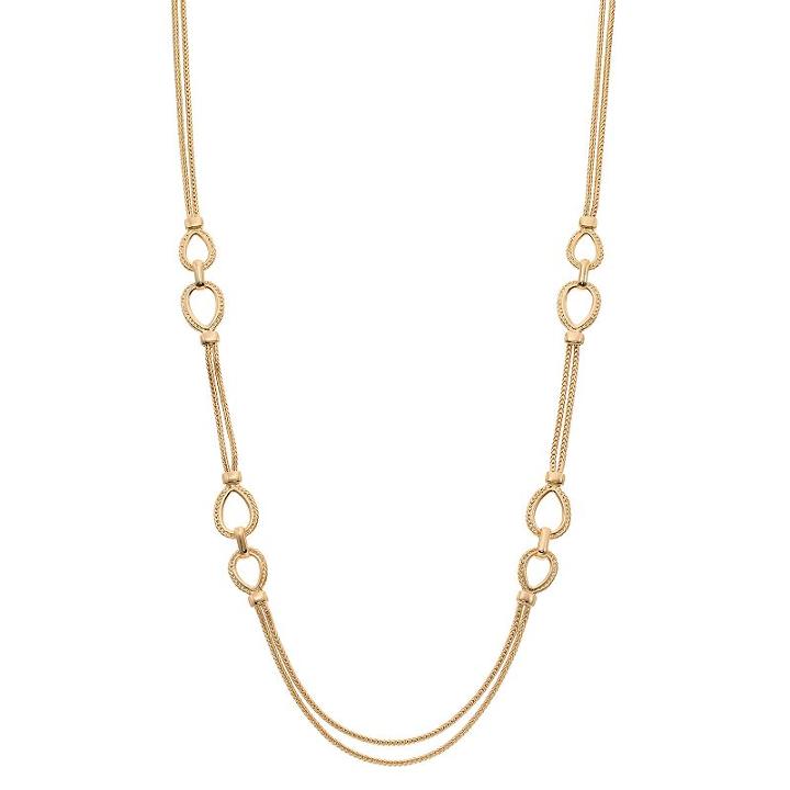 Dana Buchman Long Teardrop Link Double Strand Necklace, Women's, Gold