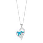 Sterling Silver Lab-created Opal & Cubic Zirconia Heart Pendant Necklace, Women's, Size: 18, Blue