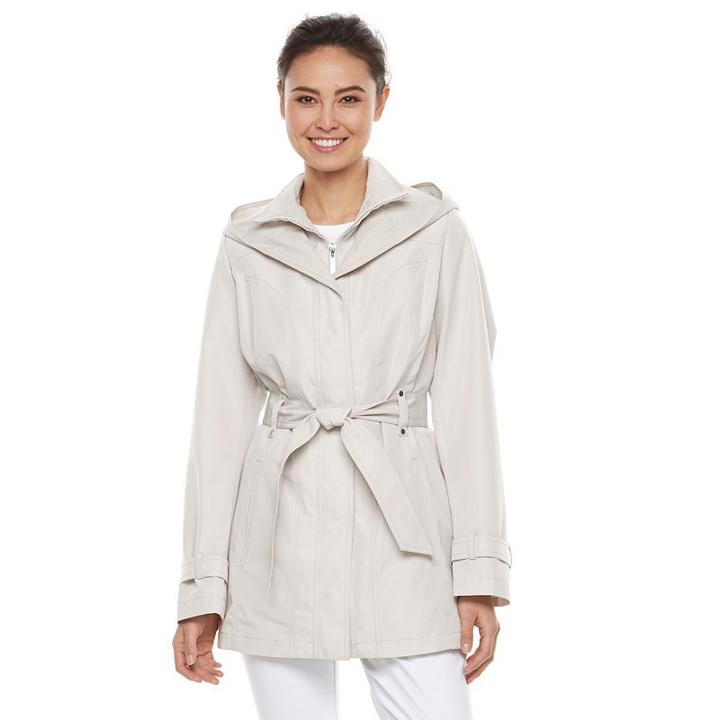 Women's Braetan Hooded Shawl Collar Rain Jacket, Size: Medium, Grey