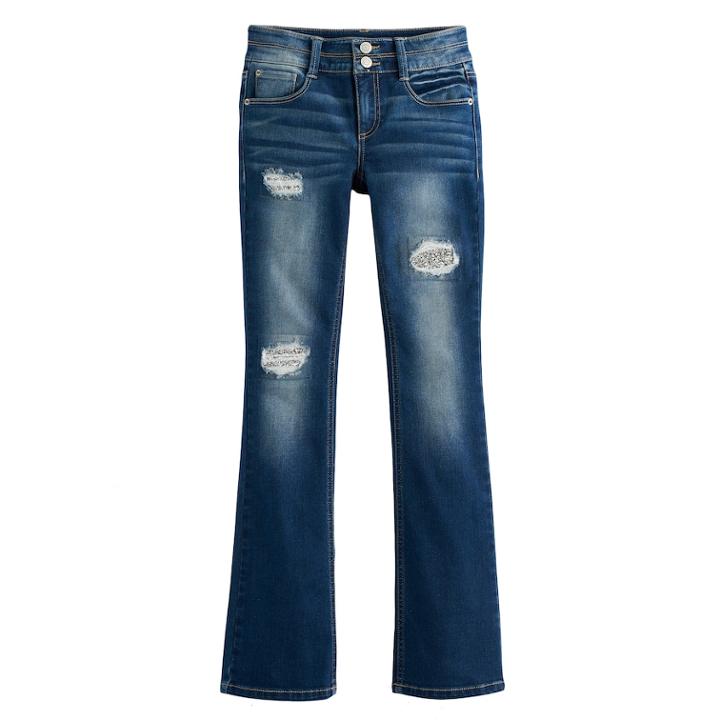 Girls 7-16 & Plus Size Mudd&reg; Destructed Bootcut Jeans, Size: 14 1/2, Blue Other