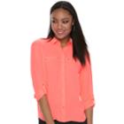 Women's Apt. 9&reg; Convertible Button Tab Blouse, Size: Large, Brt Orange