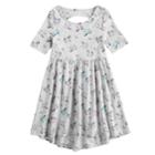 Girls 4-10 Jumping Beans&reg; Elbow Sleeve Printed Dress, Size: 10, Light Grey