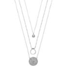 Mudd&reg; Hoop & Pave Disc Layered Necklace Set, Teens, Silver
