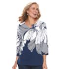 Women's Alfred Dunner Studio Floral Studded Top, Size: Xl, Blue (navy)