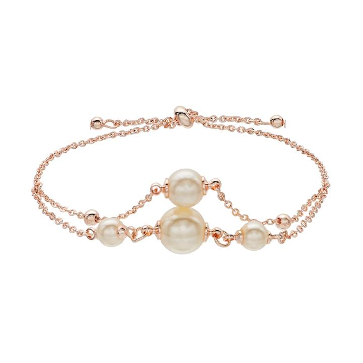 Lc Lauren Conrad Simulated Pearl Pull Tie Bracelet, Women's, White Oth