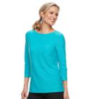 Women's Croft & Barrow&reg; Jacquard Boatneck Tee, Size: Medium, Med Blue