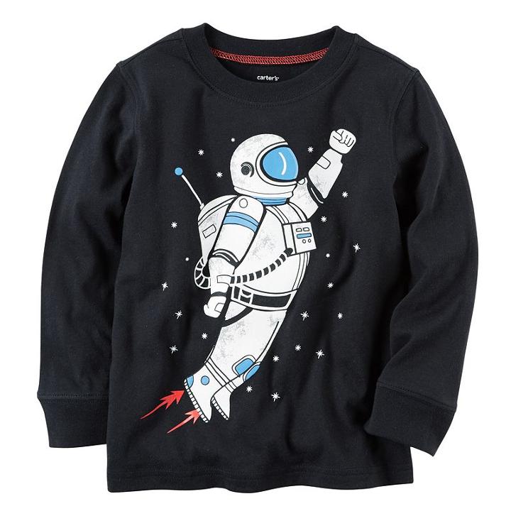 Boys 4-8 Carter's Long Sleeve Astronaut Graphic Tee, Size: 6, Black